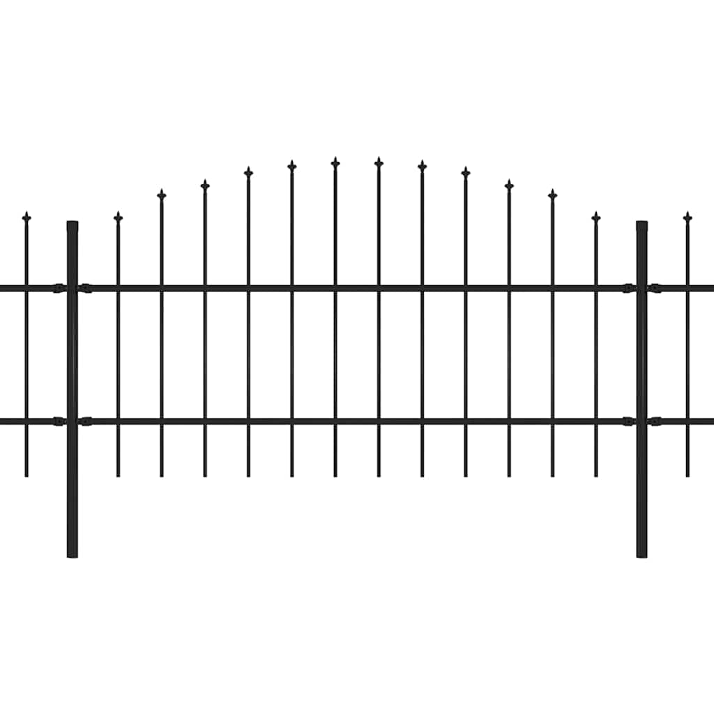 Recinzione da Giardino con Punta a Lancia in Acciaio 1426x100 cm Nera