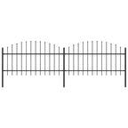Recinzione da Giardino con Punta a Lancia in Acciaio 359x125 cm Nero