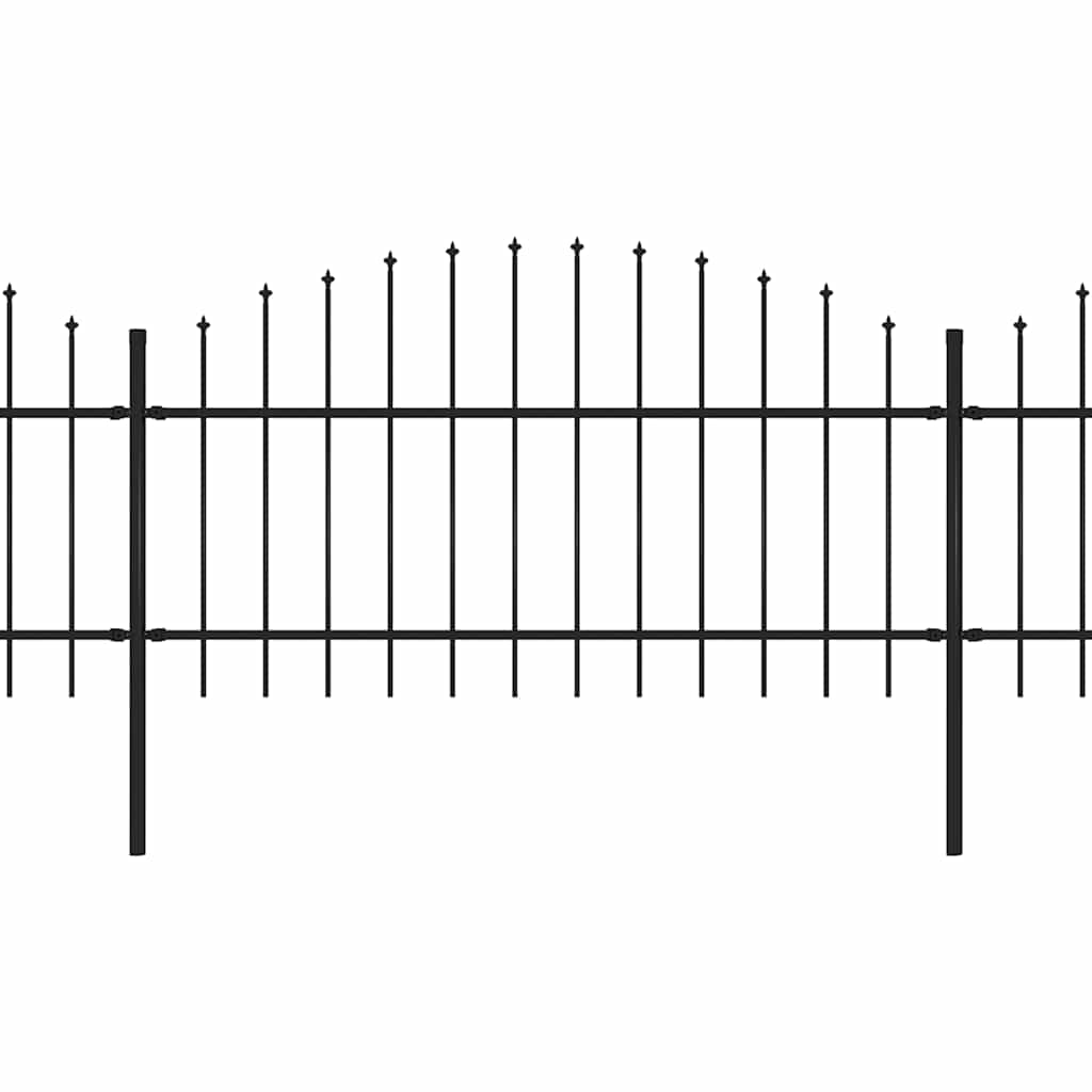 Recinzione da Giardino con Punta a Lancia in Acciaio 359x125 cm Nero