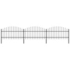 Recinzione da Giardino con Punta a Lancia in Acciaio 537x125 cm Nero