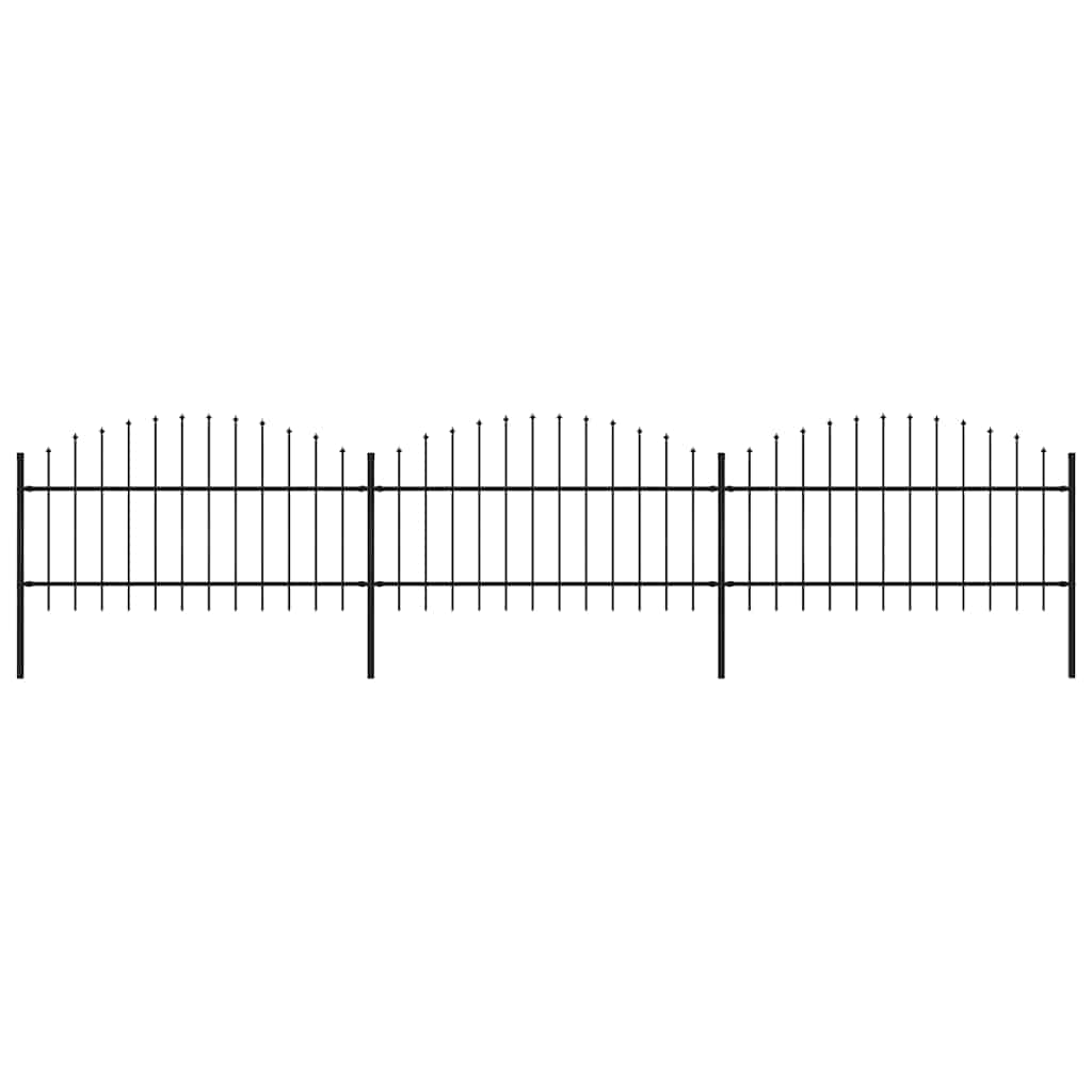 Recinzione da Giardino con Punta a Lancia in Acciaio 537x125 cm Nero