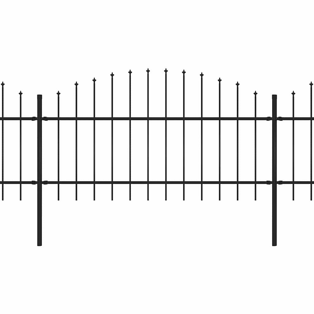 Recinzione da Giardino con Punta a Lancia in Acciaio 537x125 cm Nero