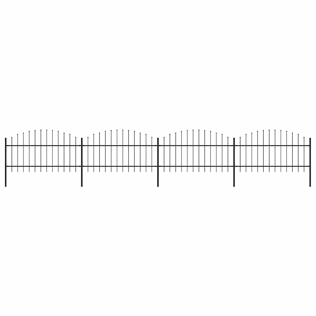 Recinzione da Giardino con Punta a Lancia in Acciaio 714,5x125 cm Nero