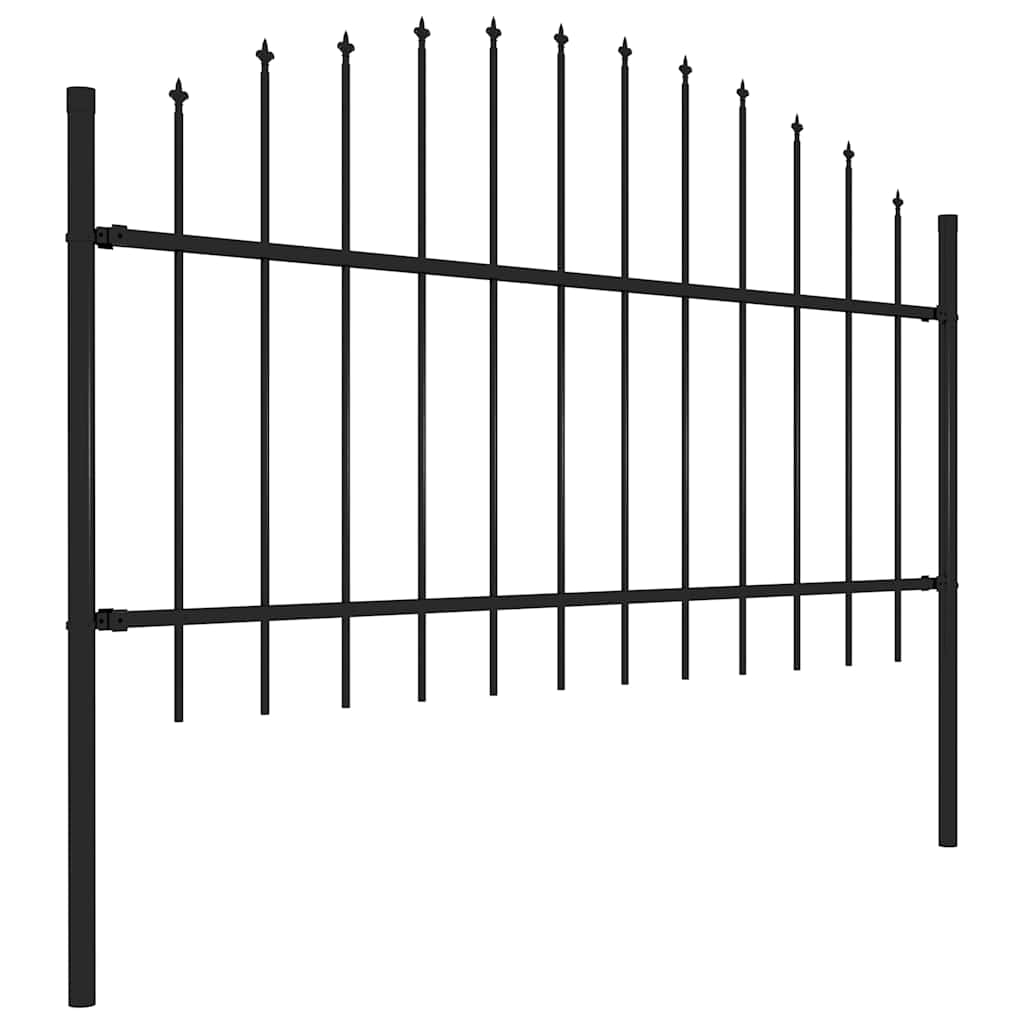 Recinzione da Giardino con Punta a Lancia in Acciaio 714,5x125 cm Nero