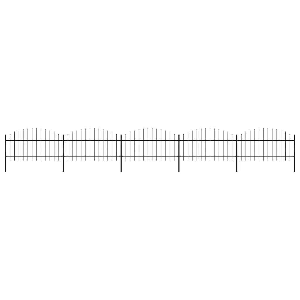 Recinzione da Giardino con Punta a Lancia in Acciaio 892,5x125 cm Nero