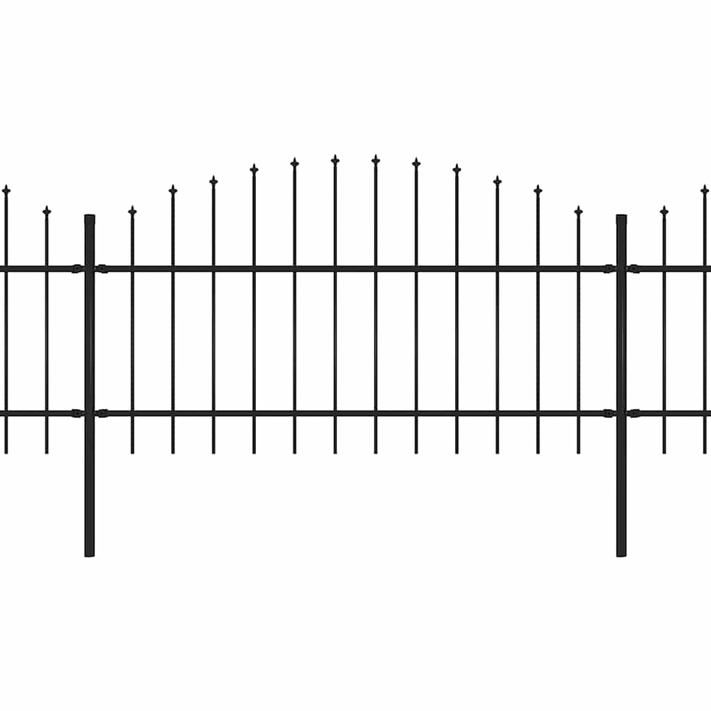 Recinzione da Giardino con Punta a Lancia in Acciaio 1070x125 cm Nero