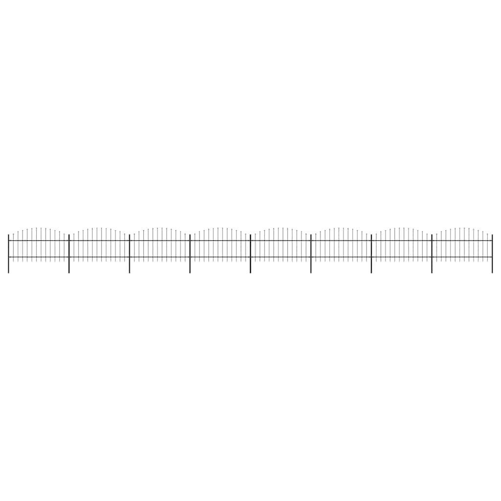 Recinzione Giardino Punta a Lancia Acciaio Nero 13,6m x 1-1,25m
