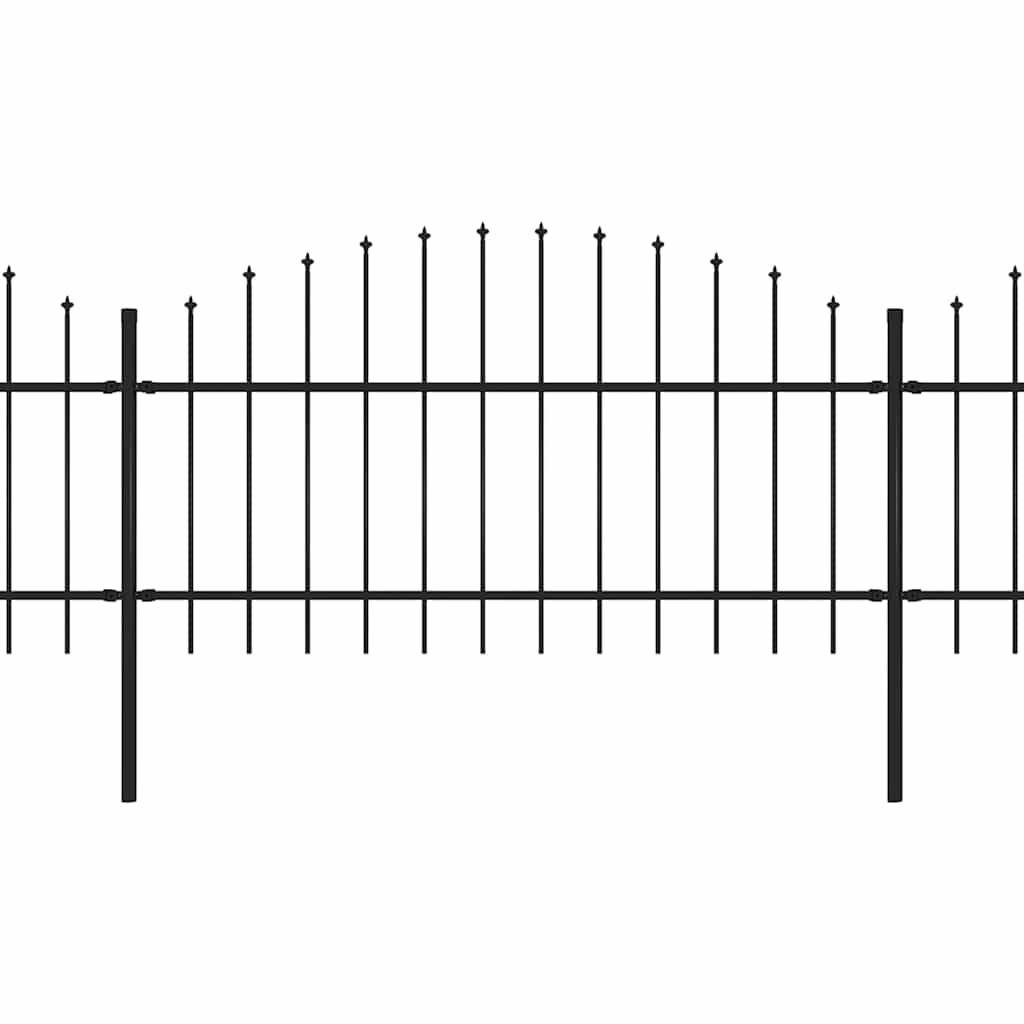 Recinzione Giardino Punta a Lancia Acciaio Nero 13,6m x 1-1,25m