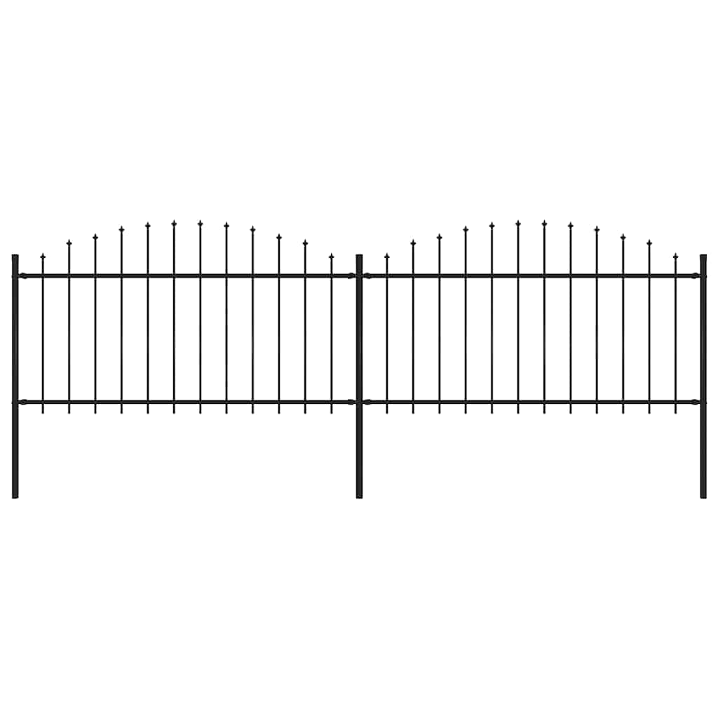 Recinzione da Giardino con Punta a Lancia in Acciaio 359x150 cm Nero