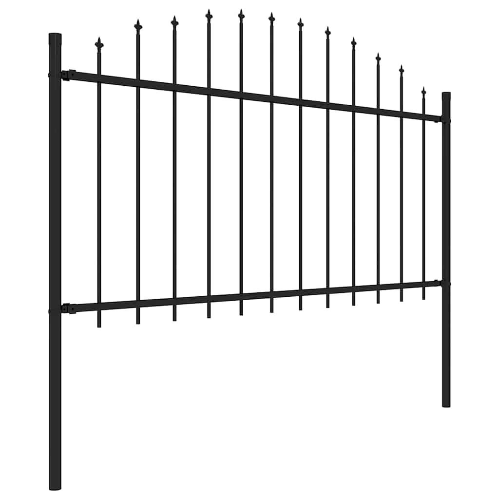 Recinzione da Giardino in Acciaio con Punte a Lancia 537x150 cm Nero