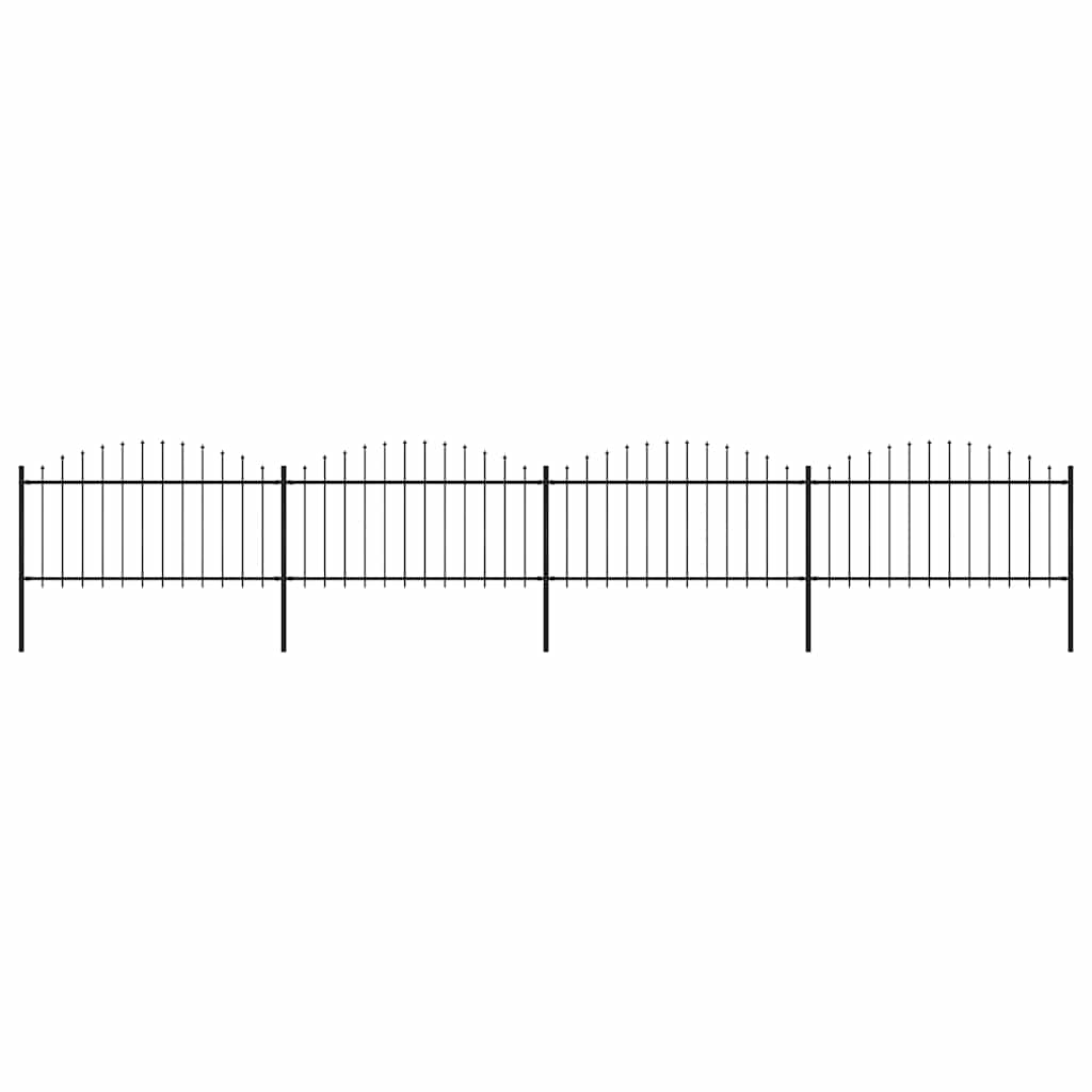 Recinzione da Giardino con Punta a Lancia in Acciaio 714,5x150 cm Nero