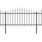 Recinzione da Giardino con Punta a Lancia in Acciaio 714,5x150 cm Nero