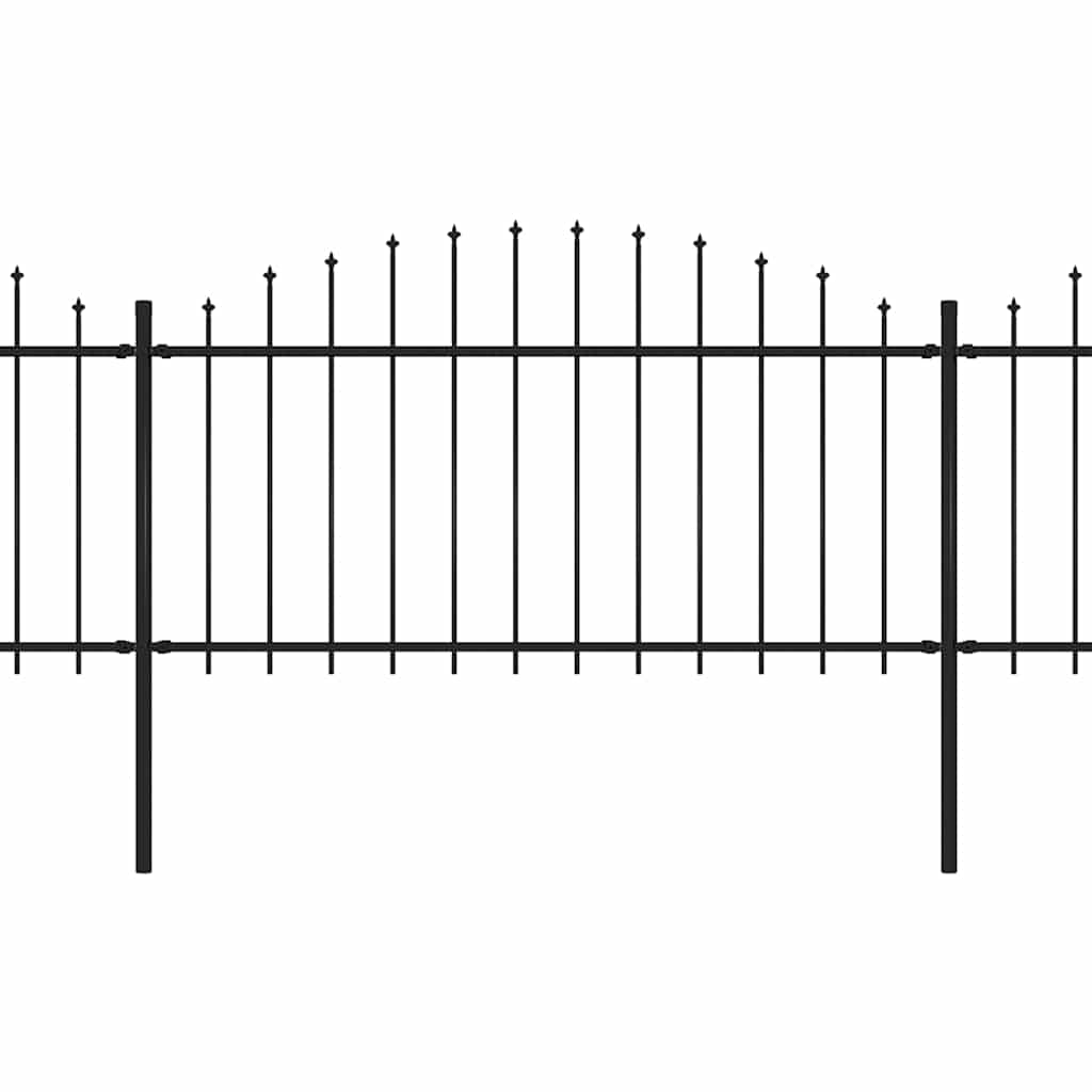 Recinzione da Giardino con Punta a Lancia in Acciaio 714,5x150 cm Nero