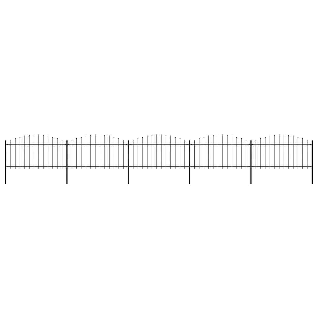 Recinzione da Giardino con Punta a Lancia in Acciaio 892,5x150 cm Nero