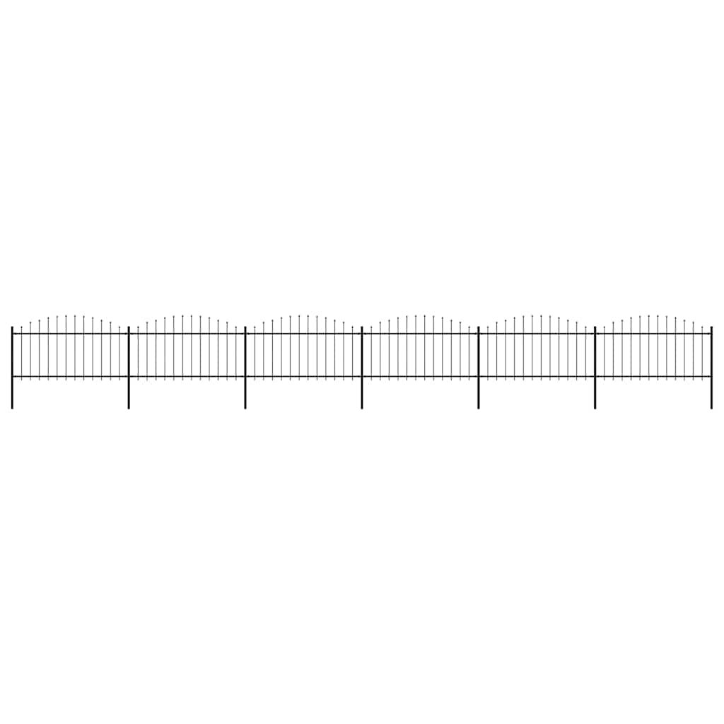 Recinzione da Giardino con Punta a Lancia in Acciaio 1070x150 cm Nero