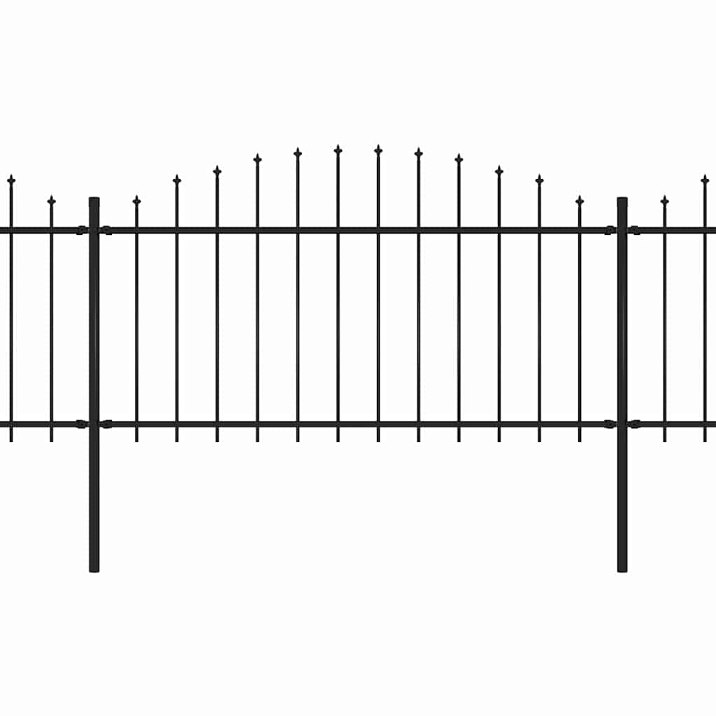 Recinzione da Giardino con Punta a Lancia in Acciaio 1248x150 cm Nero
