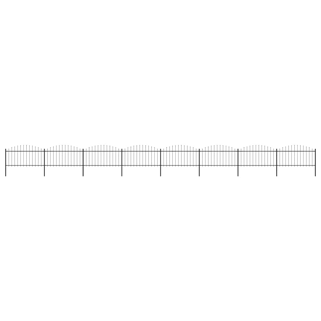 Recinzione da Giardino con Punta a Lancia in Acciaio 1426x150 cm Nero