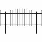 Recinzione da Giardino con Punta a Lancia in Acciaio 1426x150 cm Nero
