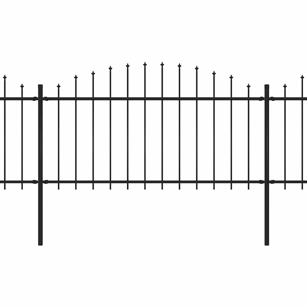 Recinzione da Giardino con Punta a Lancia in Acciaio 1426x150 cm Nero