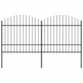 Recinzione da Giardino con Punta a Lancia in Acciaio 359x175 cm Nero