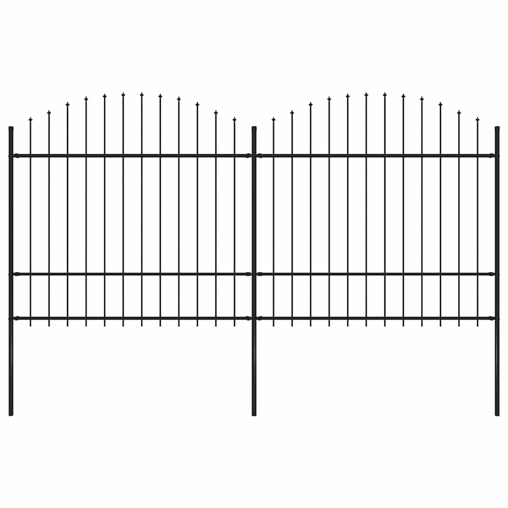 Recinzione da Giardino con Punta a Lancia in Acciaio 359x175 cm Nero