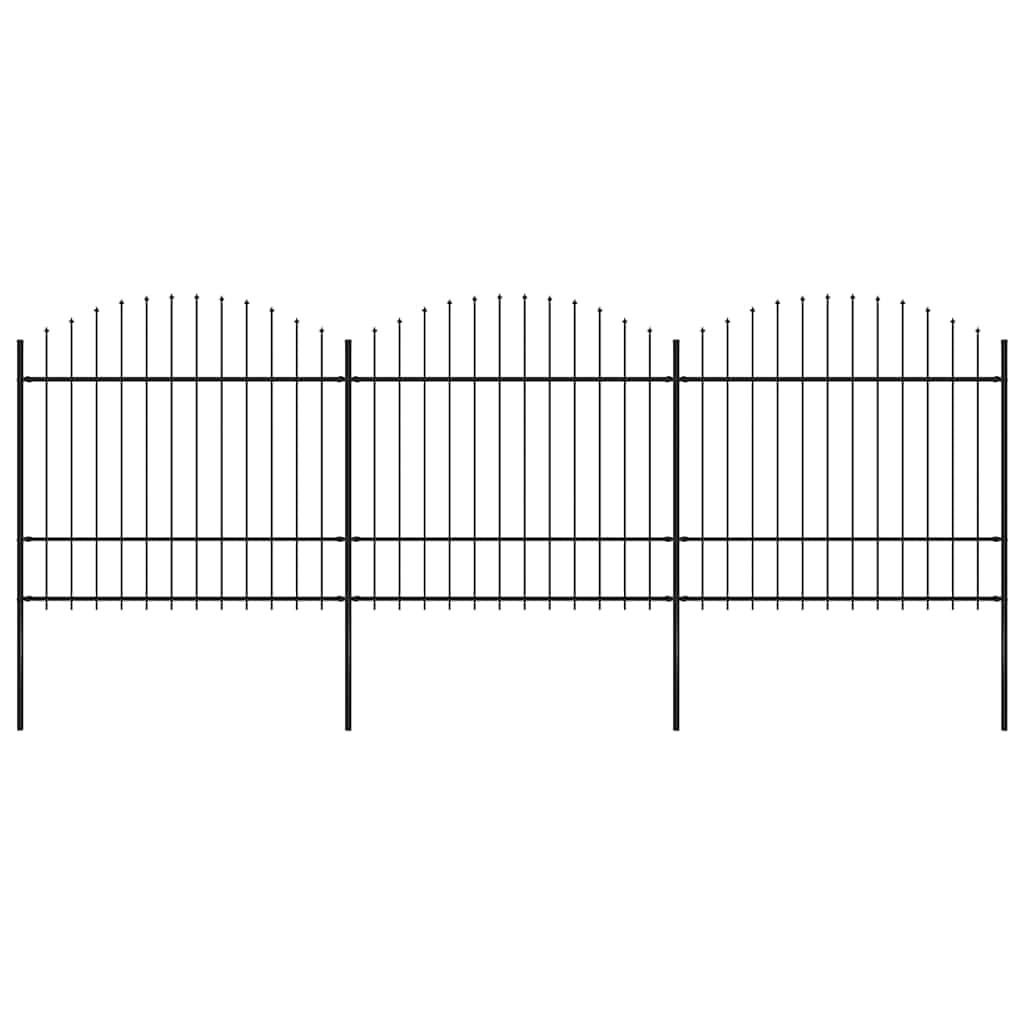 Recinzione da Giardino con Punta a Lancia in Acciaio 537x175 cm Nero