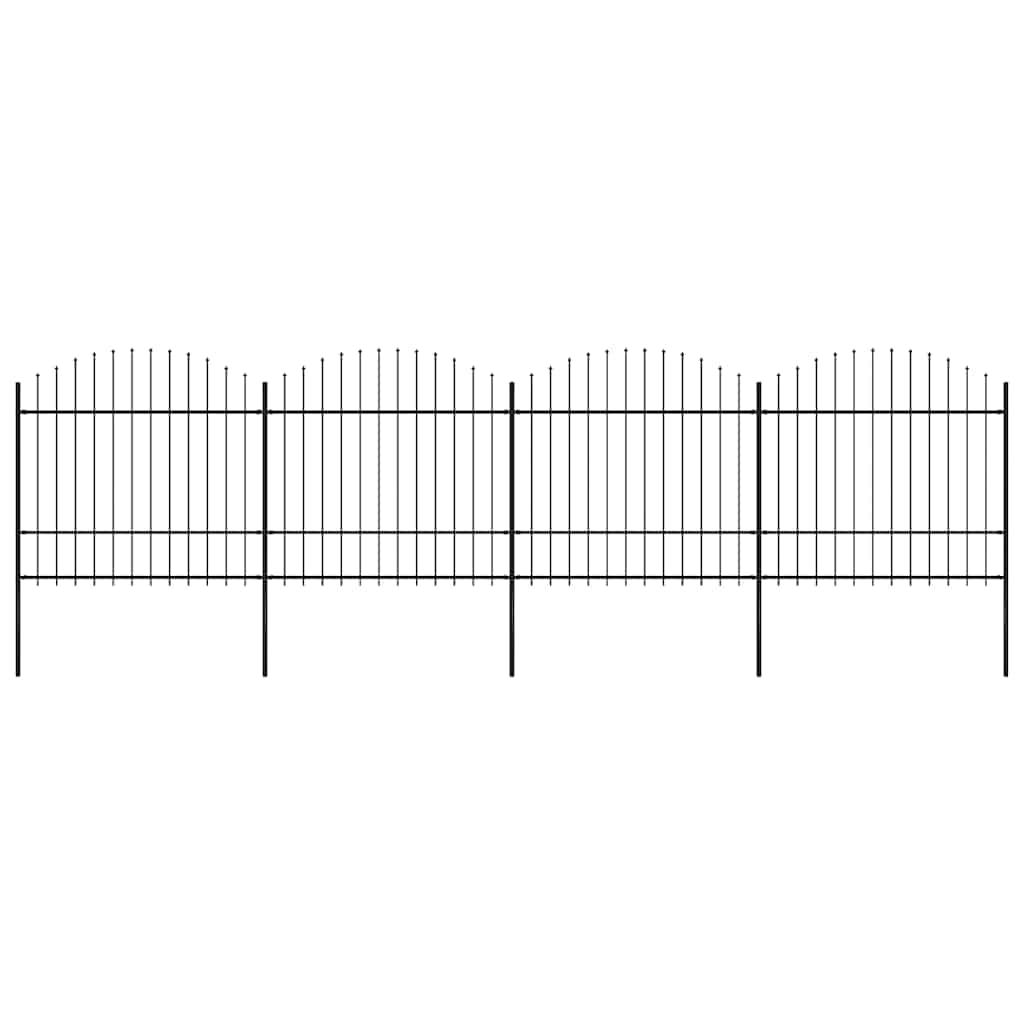 Recinzione da Giardino con Punta a Lancia in Acciaio 714,5x175 cm Nero