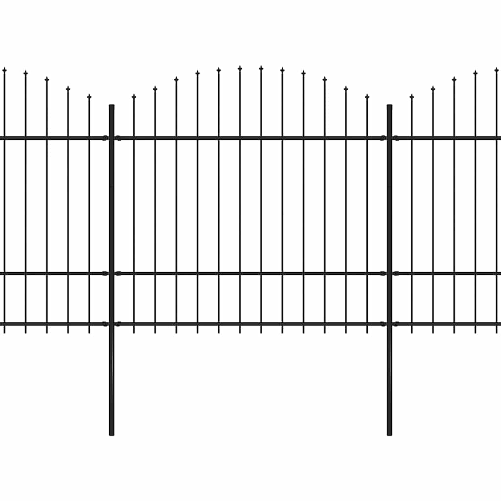 Recinzione da Giardino con Punta a Lancia in Acciaio 714,5x175 cm Nero