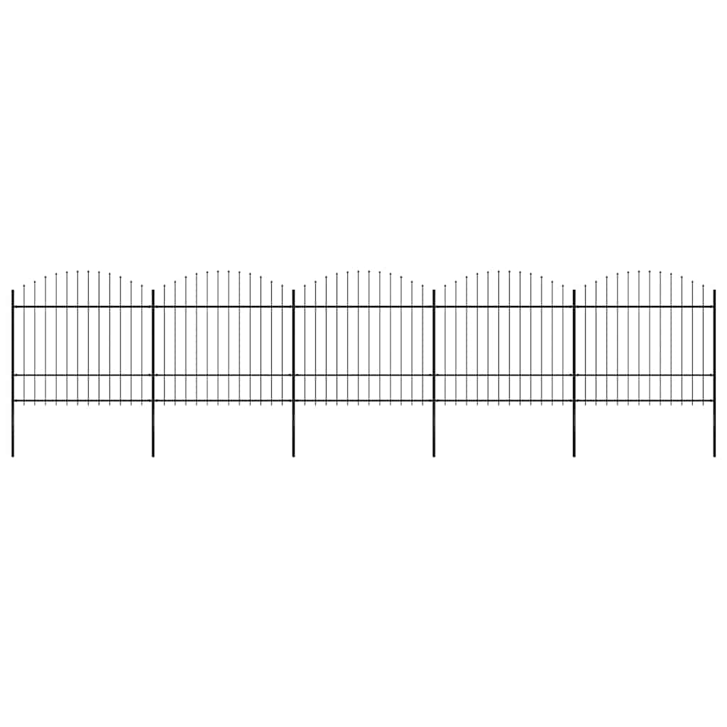 Recinzione da Giardino con Punta a Lancia in Acciaio 892,5x175 cm Nero