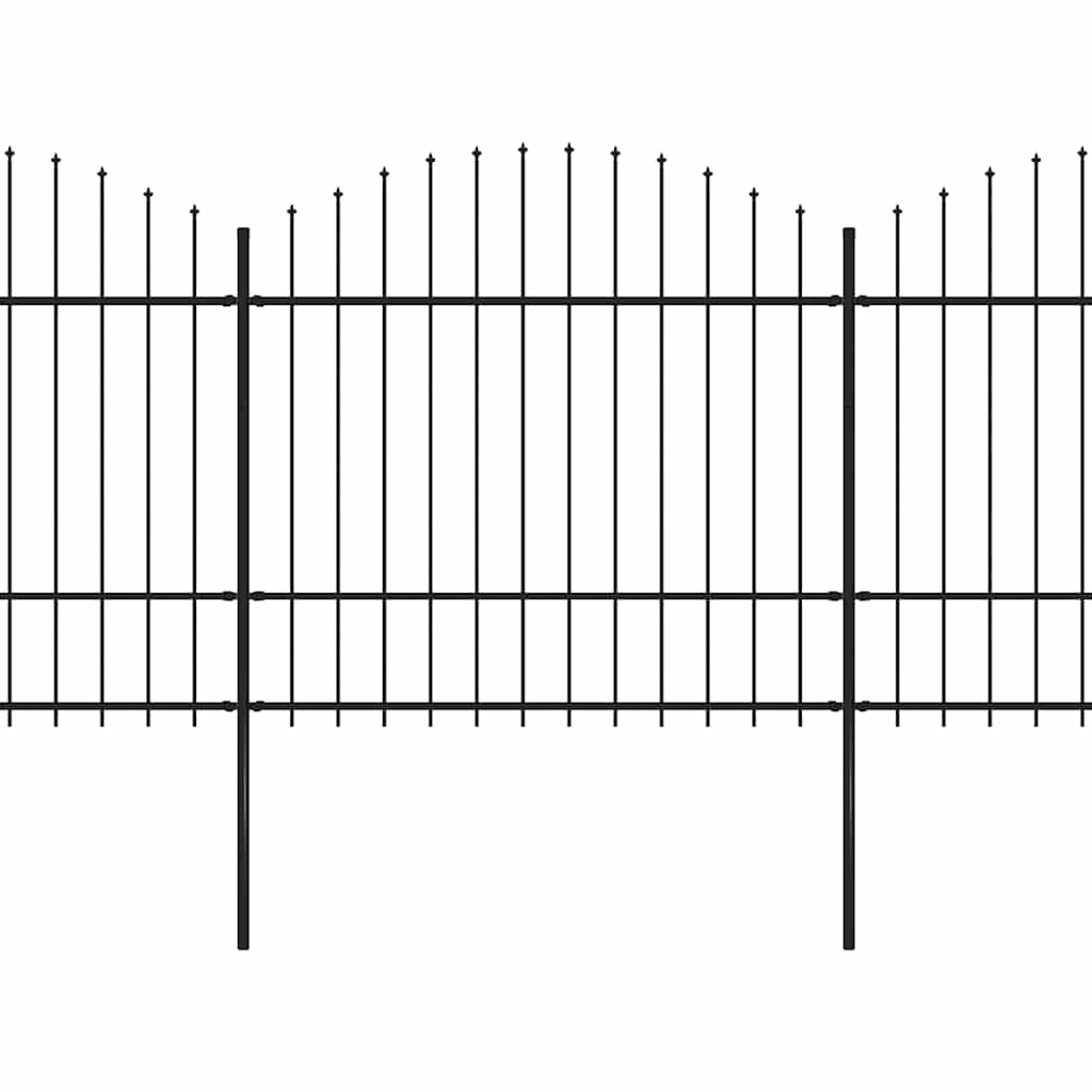 Recinzione da Giardino con Punta a Lancia in Acciaio 892,5x175 cm Nero