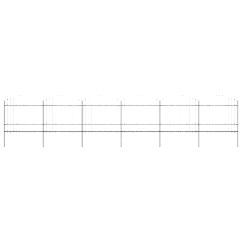 Recinzione da Giardino con Punta a Lancia in Acciaio 1070x175 cm Nero