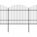 Recinzione da Giardino con Punta a Lancia in Acciaio 1070x175 cm Nero