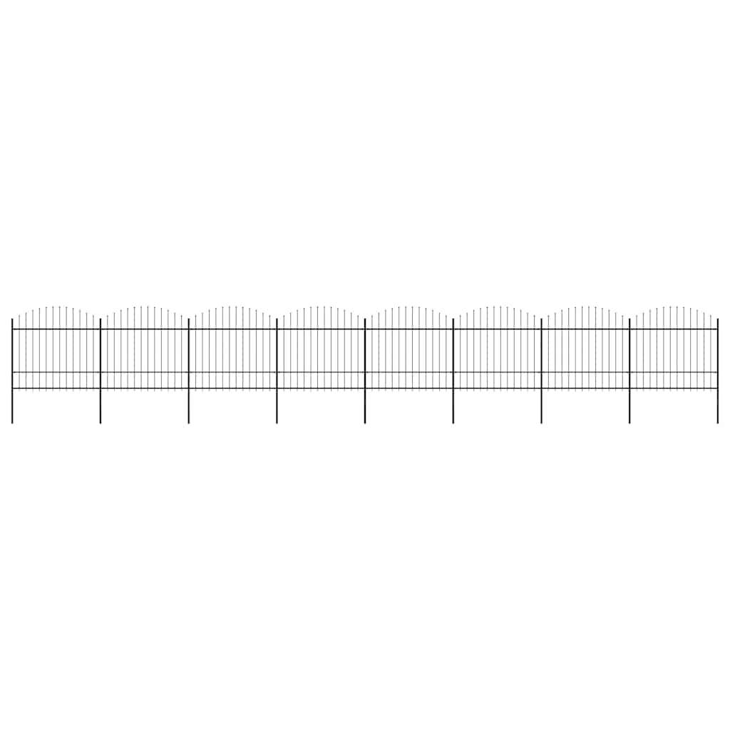 Recinzione da Giardino con Punta a Lancia in Acciaio 1426x175 cm Nera