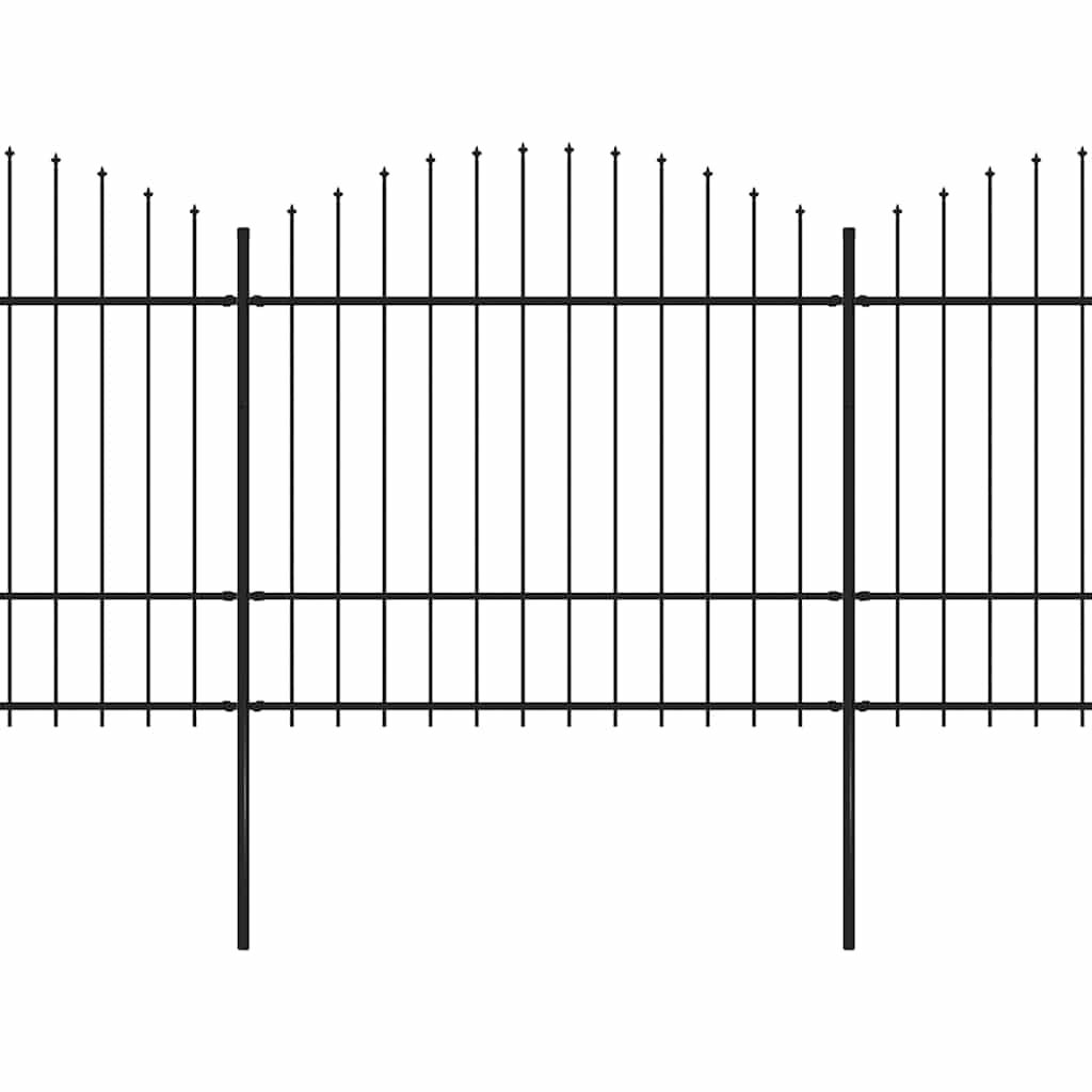Recinzione da Giardino con Punta a Lancia in Acciaio 1426x175 cm Nera