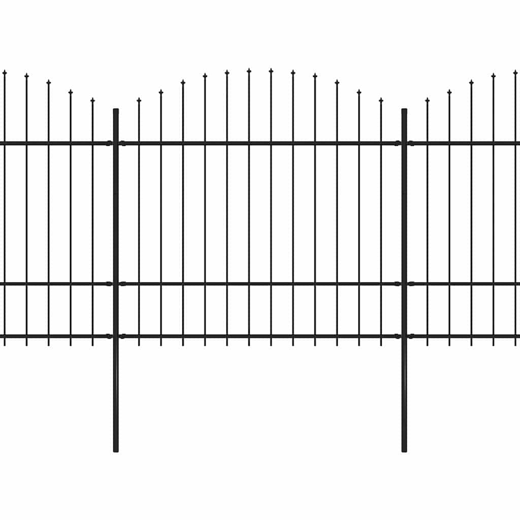Recinzione da Giardino con Punta a Lancia in Acciaio 1781,5x175 cm Nero