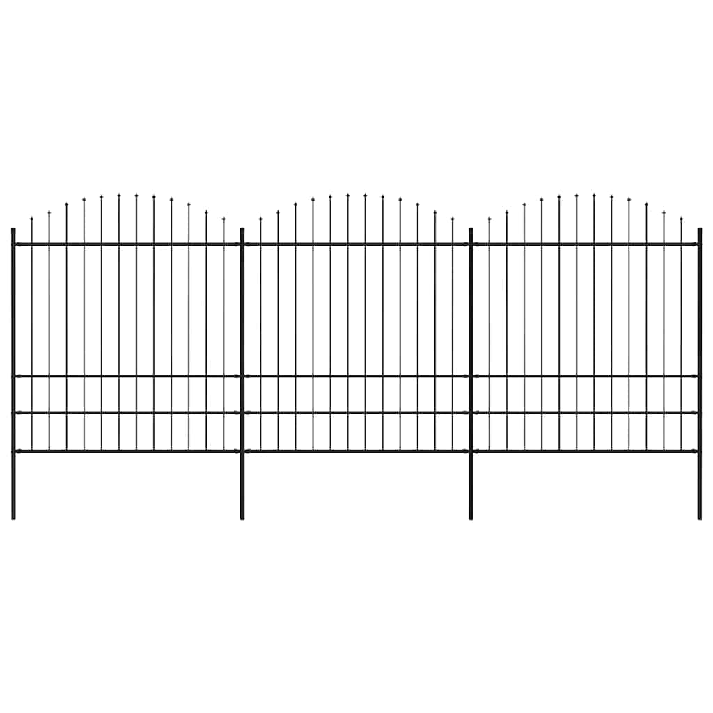 Recinzione da Giardino con Punta a Lancia in Acciaio 537x200 cm Nero
