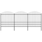 Recinzione da Giardino con Punta a Lancia in Acciaio 537x200 cm Nero