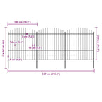 Recinzione da Giardino con Punta a Lancia in Acciaio 537x200 cm Nero