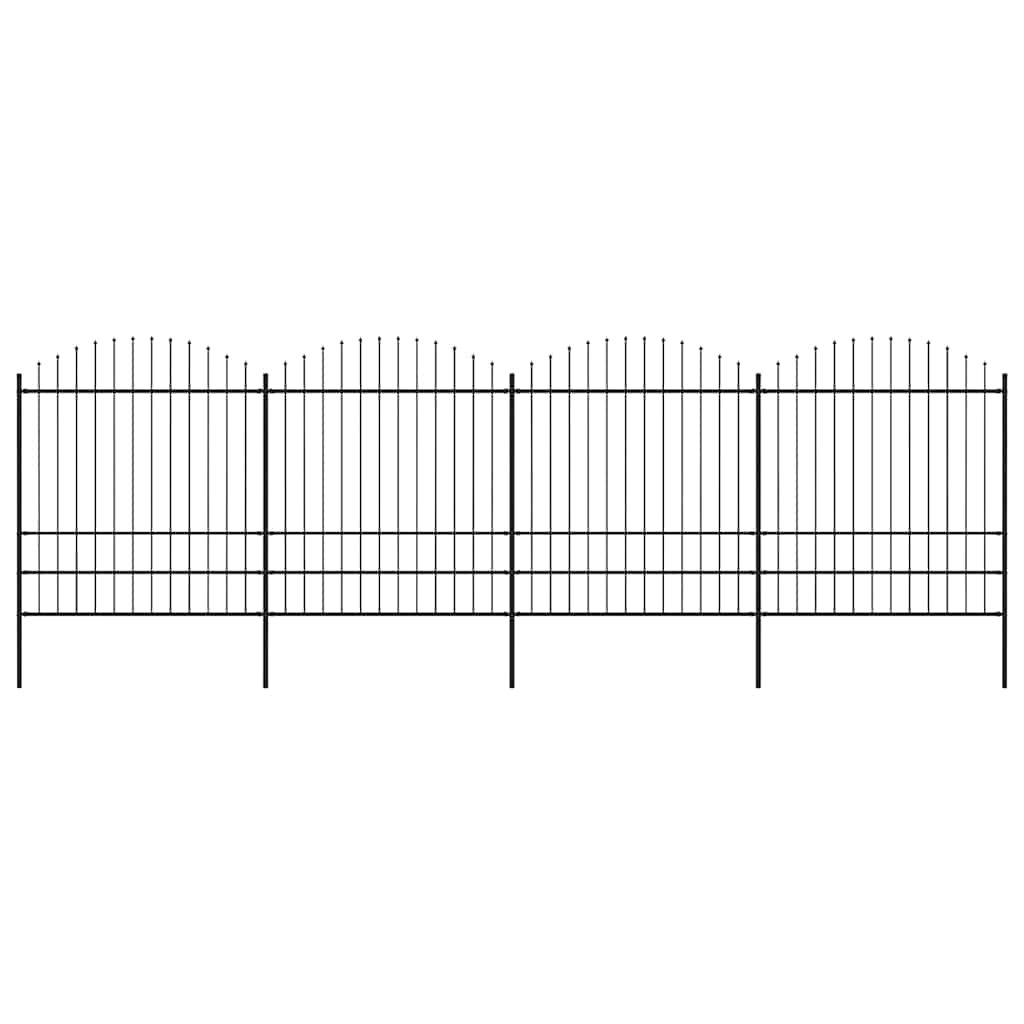 Recinzione da Giardino con Punta a Lancia in Acciaio 714,5x200 cm Nero