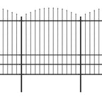 Recinzione da Giardino con Punta a Lancia in Acciaio 714,5x200 cm Nero