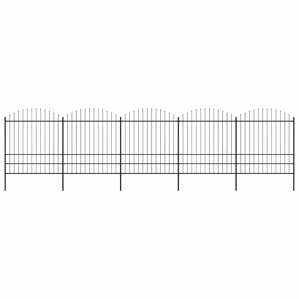 Recinzione da Giardino con Punta a Lancia in Acciaio 892,5x200 cm Nero