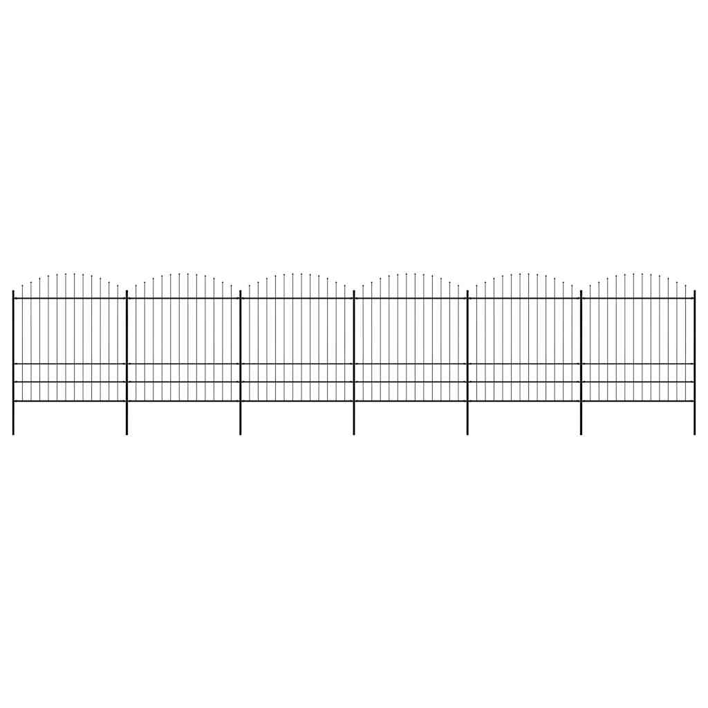 Recinzione da Giardino con Punta a Lancia in Acciaio 1070x200 cm Nera