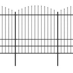Recinzione da Giardino con Punta a Lancia in Acciaio 1070x200 cm Nera