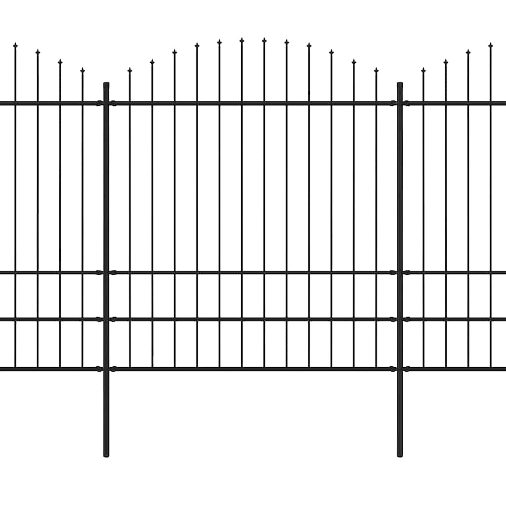 Recinzione da Giardino con Punta a Lancia in Acciaio 1070x200 cm Nera