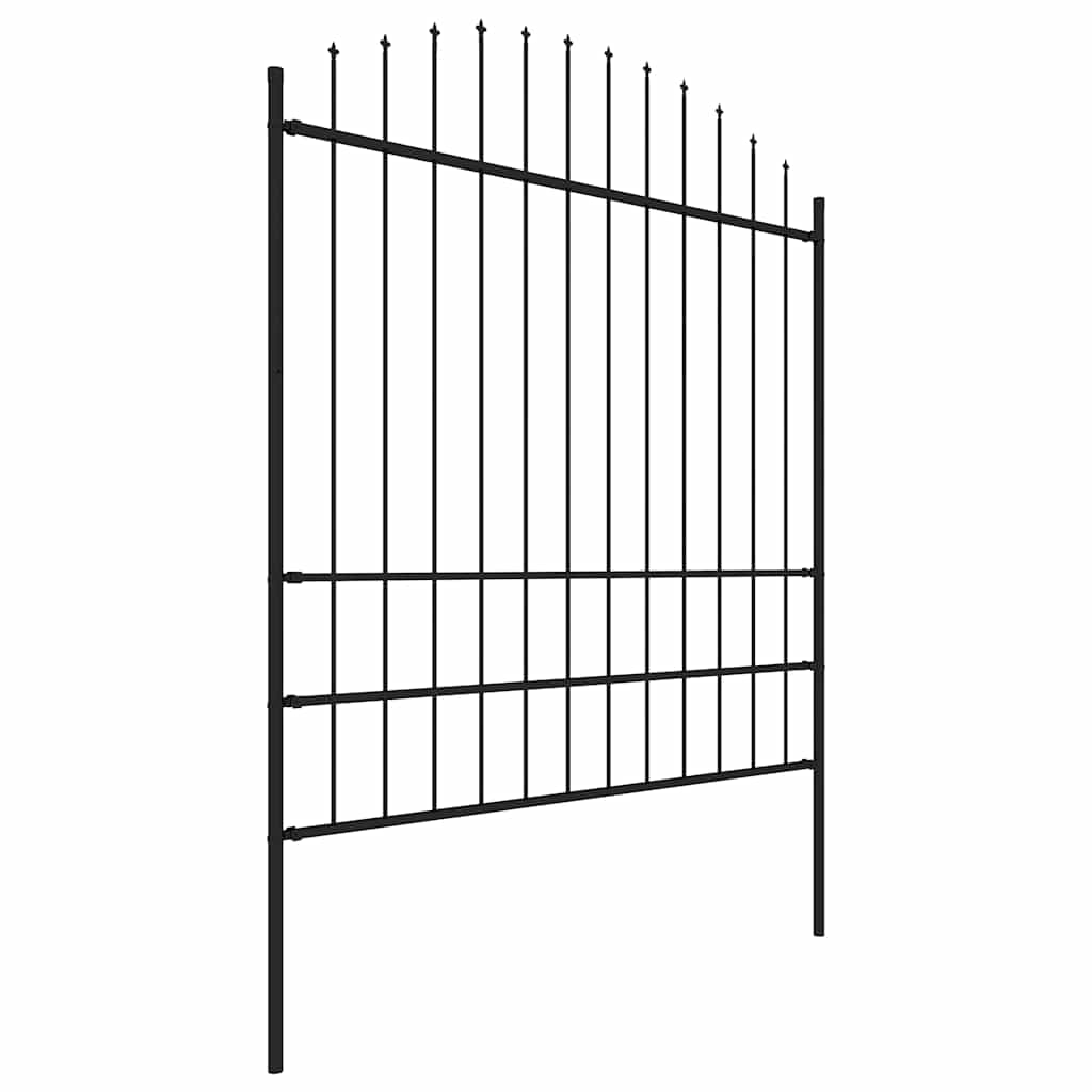 Recinzione da Giardino con Punta a Lancia in Acciaio 1070x200 cm Nera