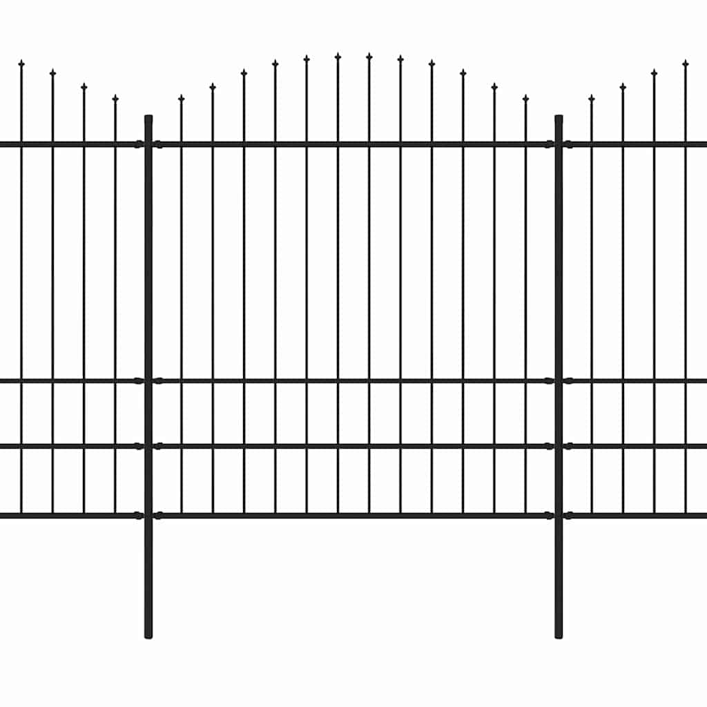 Recinzione da Giardino con Punta a Lancia in Acciaio 1426x200 cm Nera