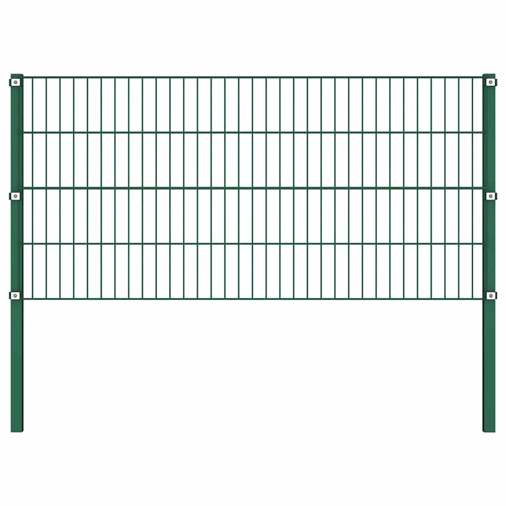 Pannello di recinzione con pali in ferro 1212x80 cm verde muschio