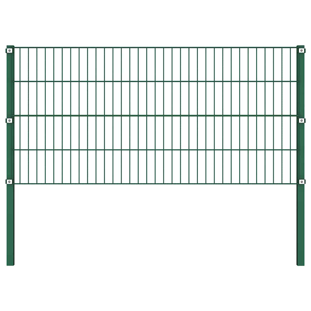 Pannello di recinzione con pali in ferro 1385x80 cm verde muschio