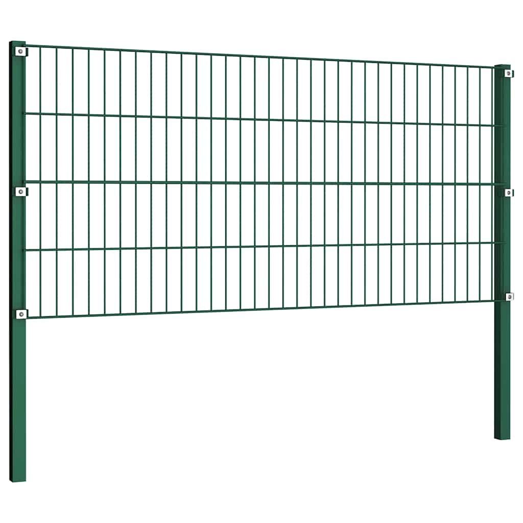 Pannello di recinzione con pali in ferro 1385x80 cm verde muschio