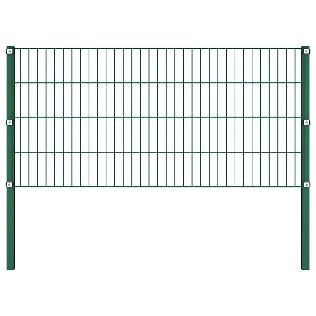 Pannello di recinzione in ferro con pali 1730x80 cm verde muschio